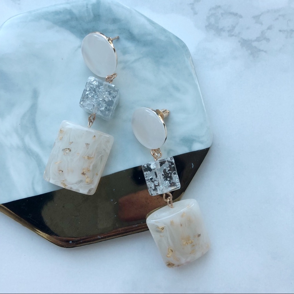 LAST Statement & Cube Glitter Drop Earrings - Picture 2 of 3